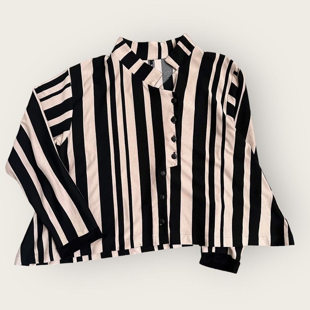 ITEMZ Chris Baumgartner Striped Lagenlook Cotton Light Jacket OS USA‎ Made